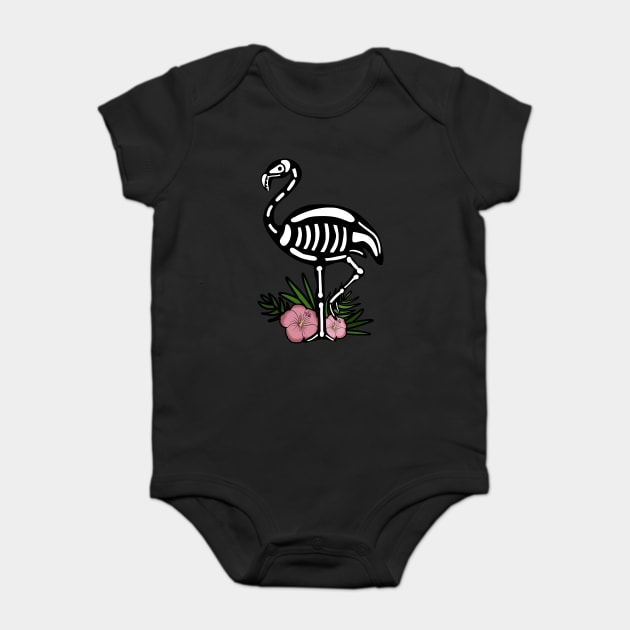 Cute Flamingo Skull Floral Tropical Baby Bodysuit by logiamerch